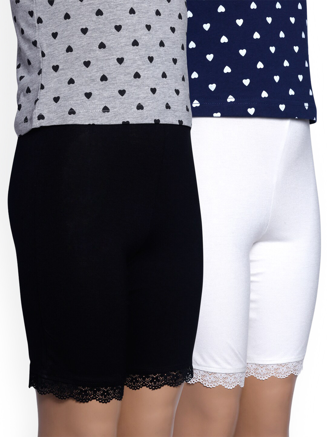 

minnow Girls Pack of 2 White & Black Printed Skinny Fit Cycling Shorts