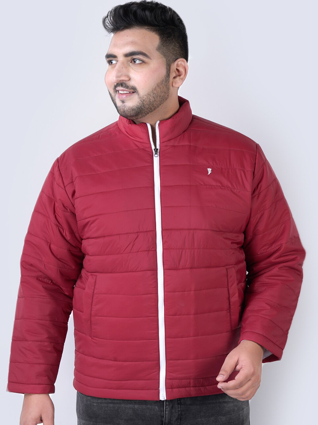 

John Pride Plus Size Men Red Padded Jacket