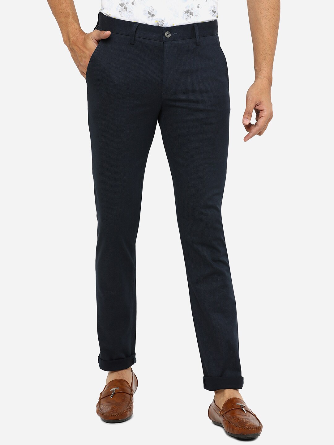 

Greenfibre Men Blue Slim Fit Cotton Chinos