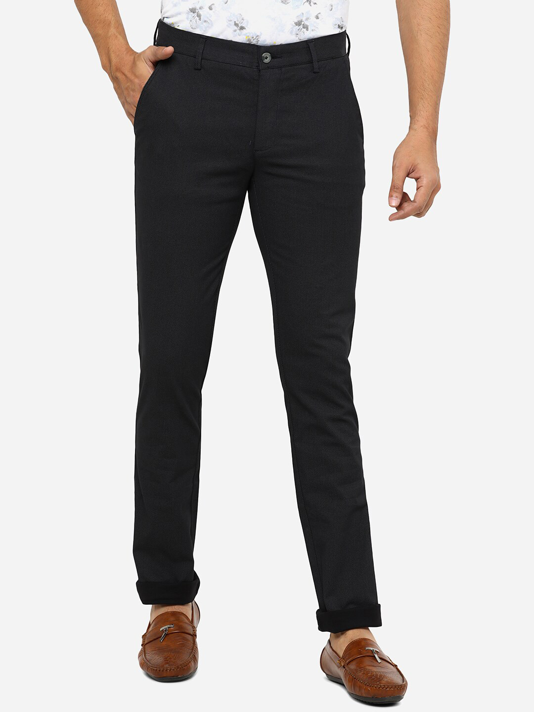 

Greenfibre Men Black Slim Fit Cotton Chinos