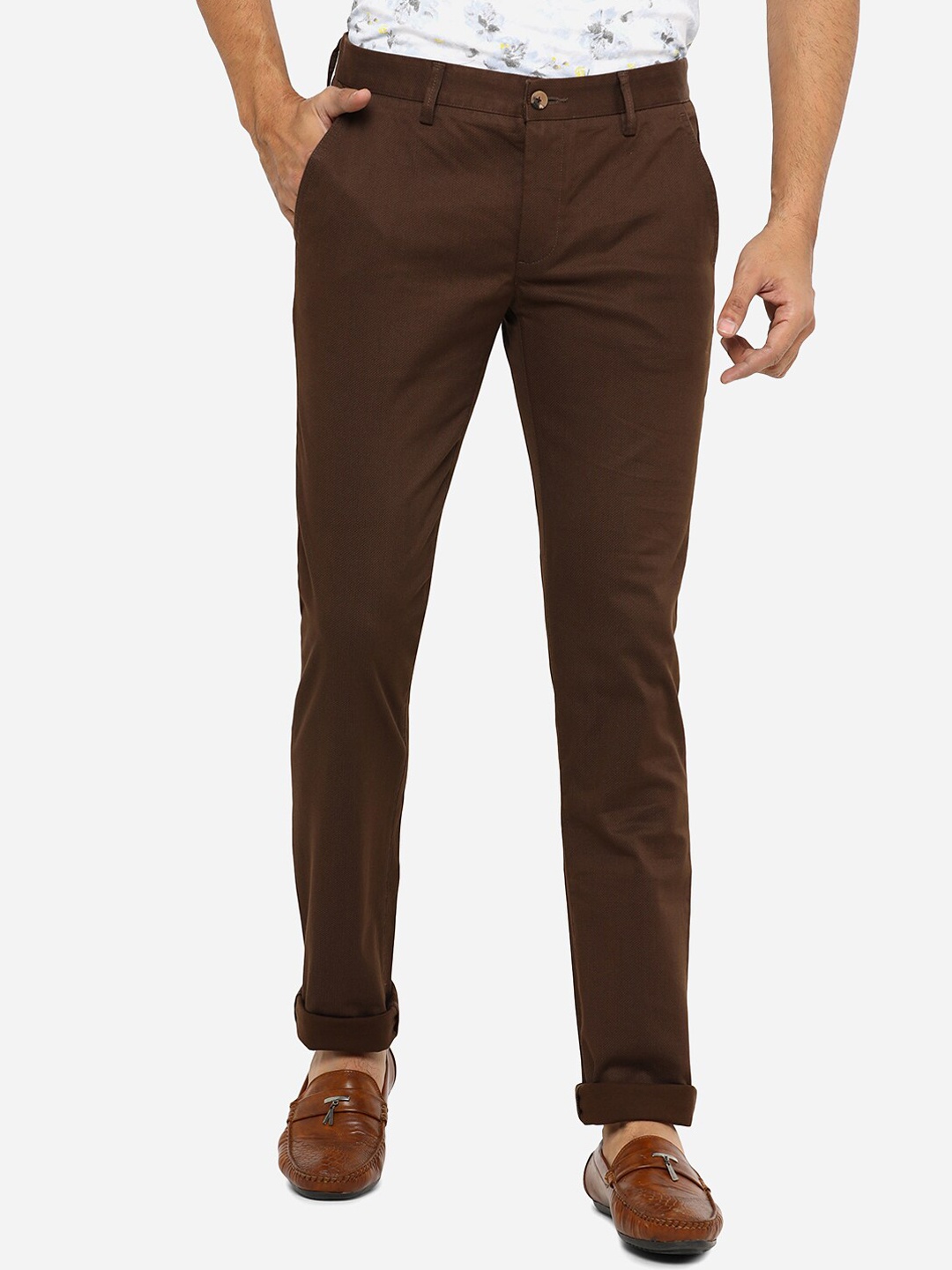 

Greenfibre Men Brown Slim Fit Cotton Chinos