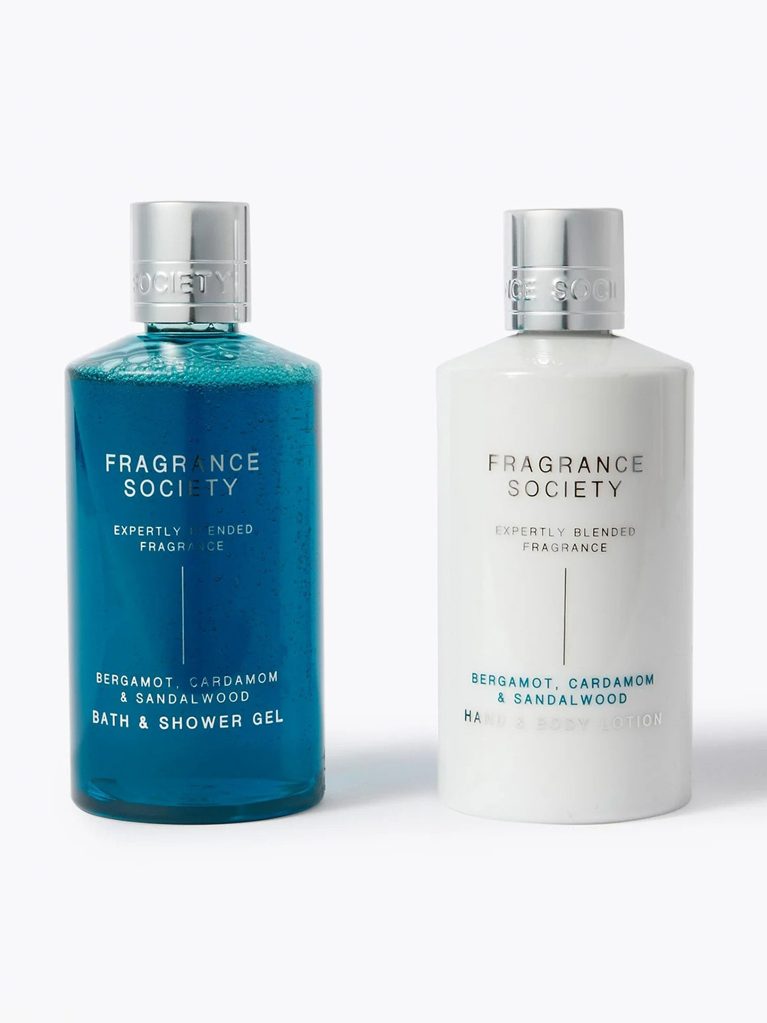 

Marks & Spencer Set Of 2 Bergamot Cardamom & Sandalwood Shower Gel & Hand Body Lotion, Blue