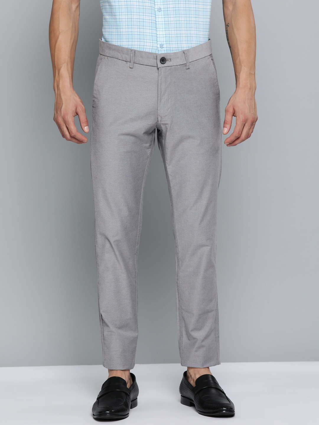 

Indian Terrain Men Brooklyn Slim Fit Trousers, Grey
