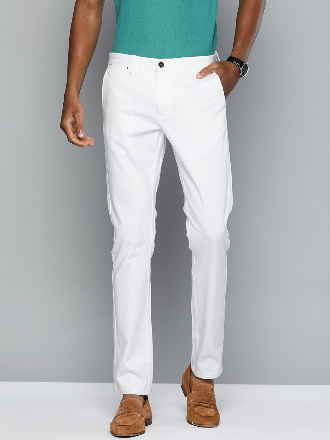 

Indian Terrain Men White Brooklyn Slim Fit Trousers