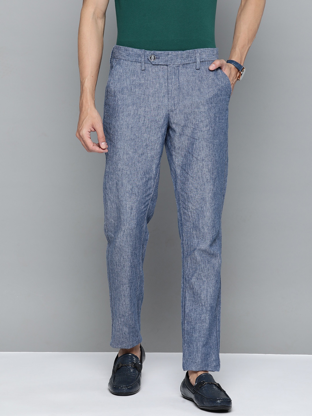

Indian Terrain Men Brooklyn Slim Fit Trousers, Blue