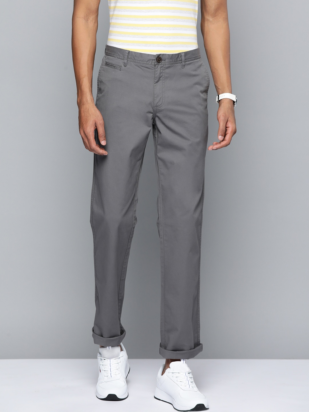 

Indian Terrain Men Kansas Chinos Trousers, Grey
