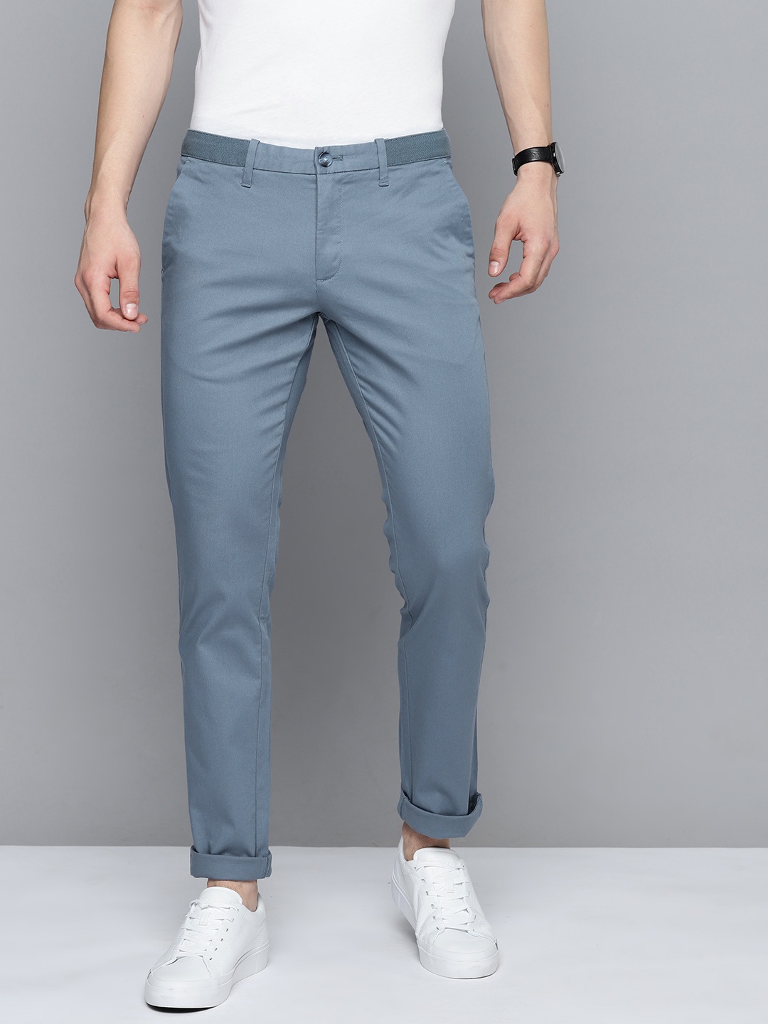 

Indian Terrain Men Brooklyn Slim Fit Trousers, Blue