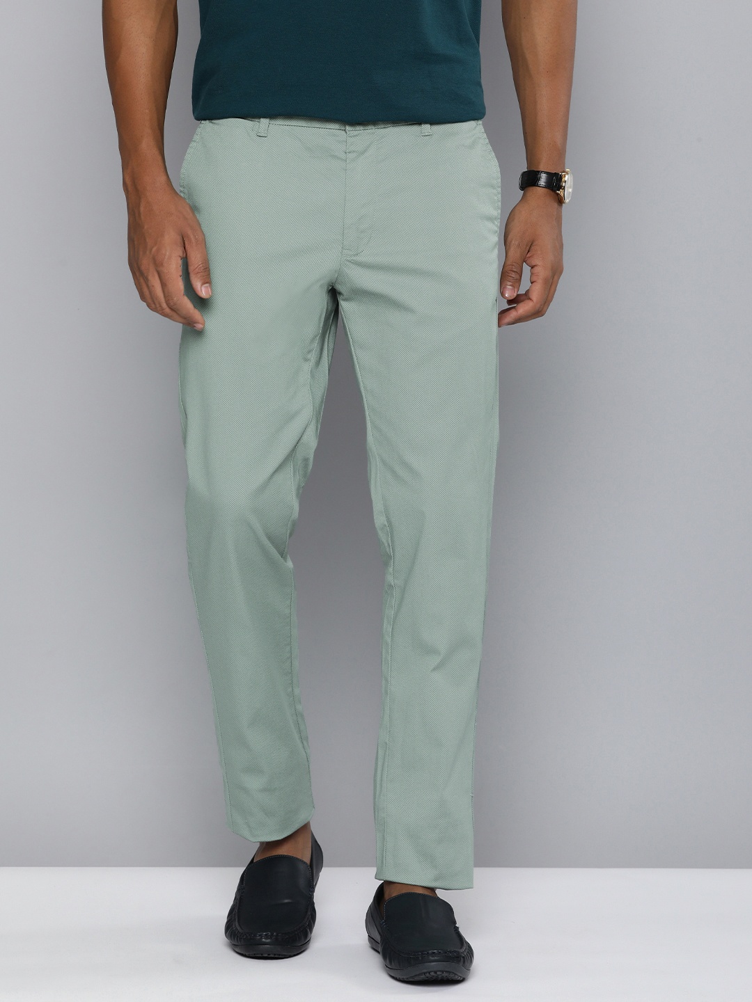 

Indian Terrain Men Printed Brooklyn Slim Fit Trousers, Green
