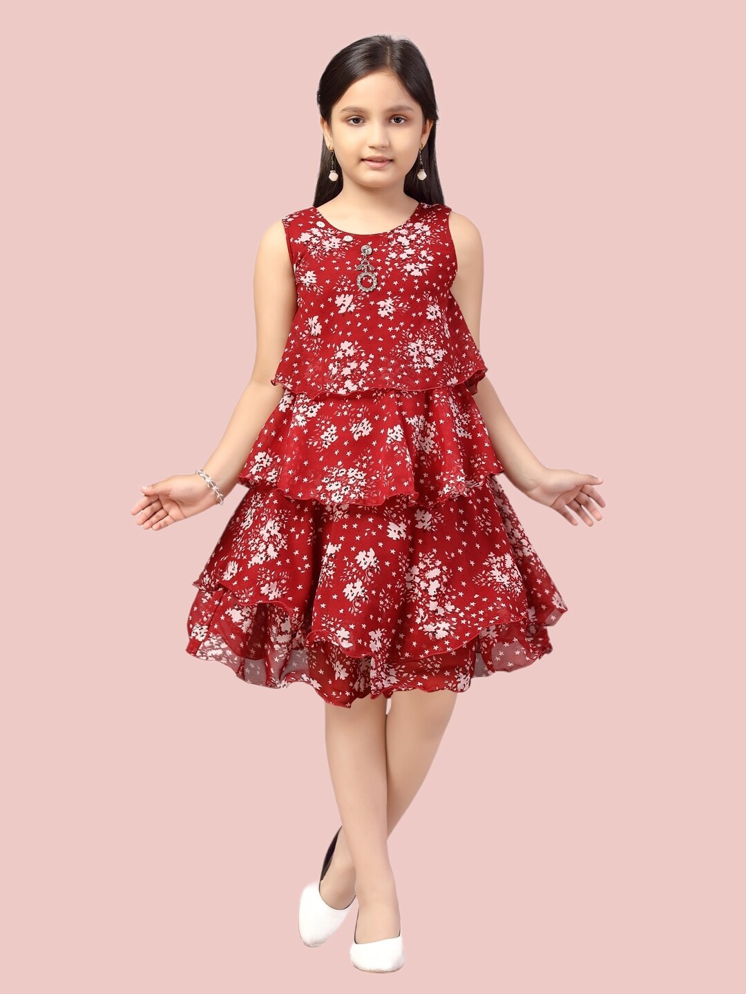 

Aarika Rust Floral A-Line Dress