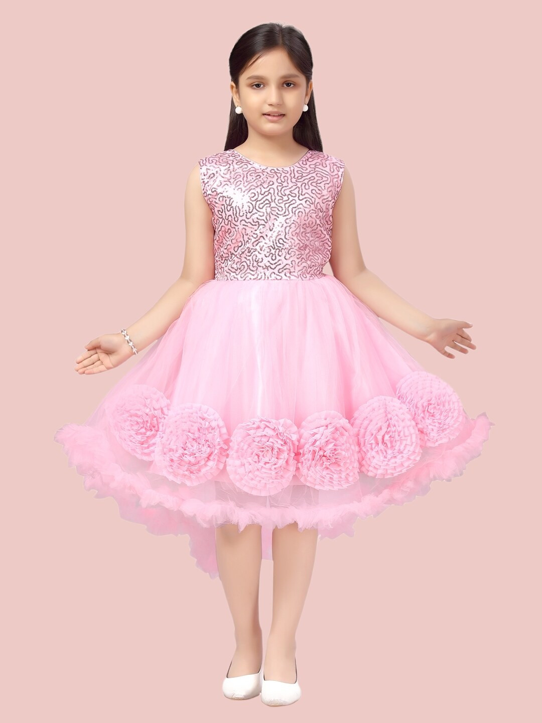 

Aarika Girls Pink Embellished Net Dress