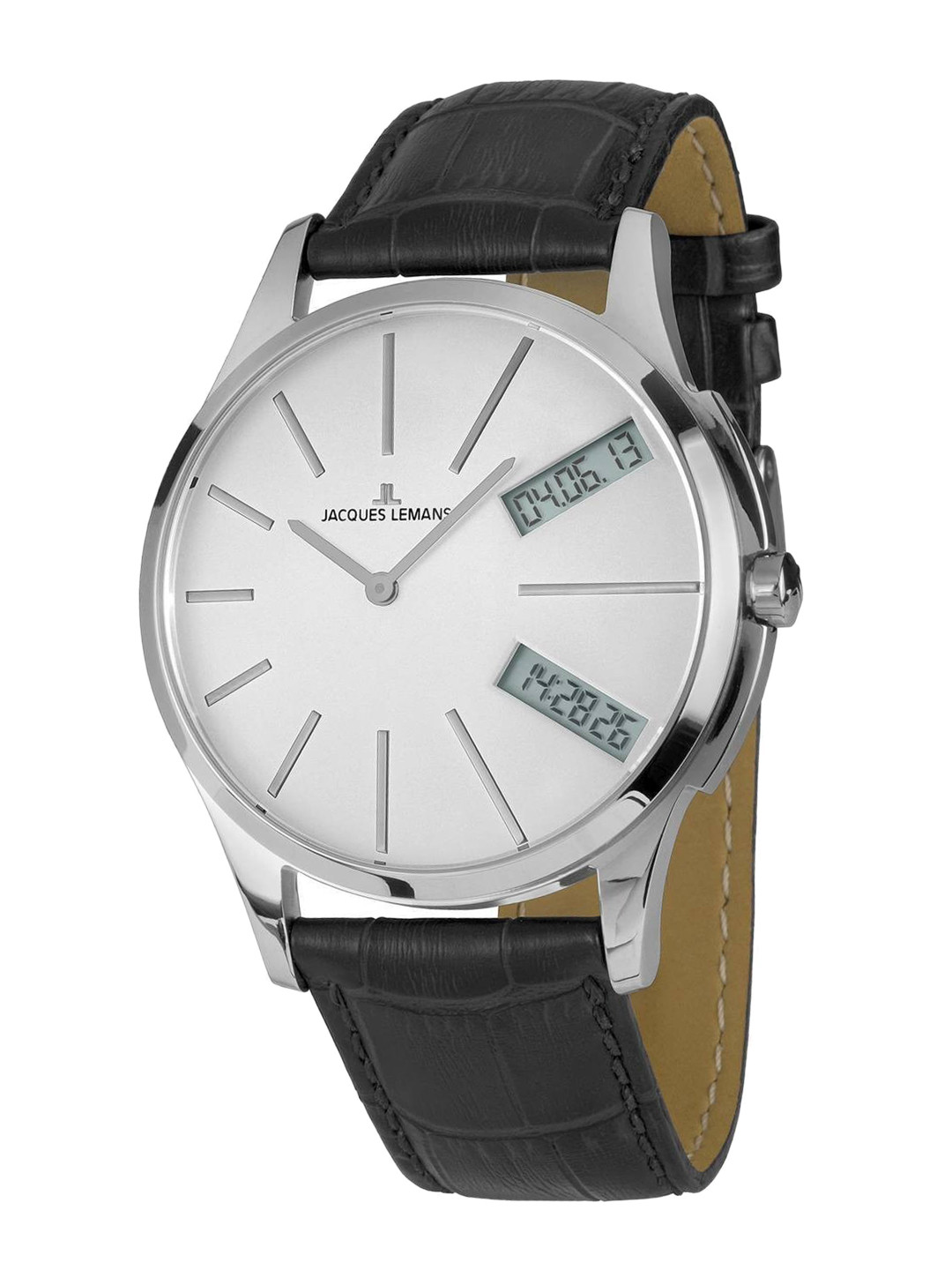 

Jacques Lemans Men White Dial & Black Leather Straps Analogue Multi Function Watch 1-1813B