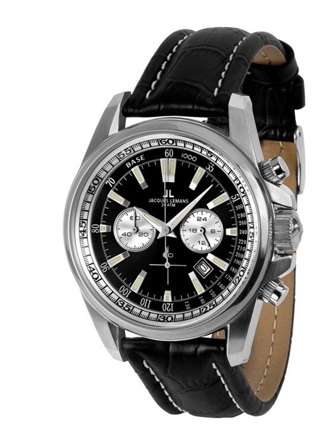 

Jacques Lemans Men Black Dial & Black Leather Straps Analogue Watch 1-1117AN