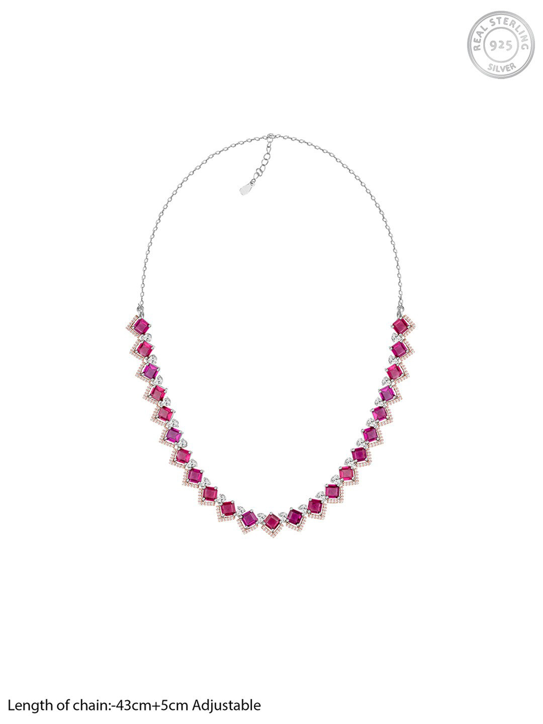

GIVA Silver-Plated Pink CZ-Studded Jewellery Set