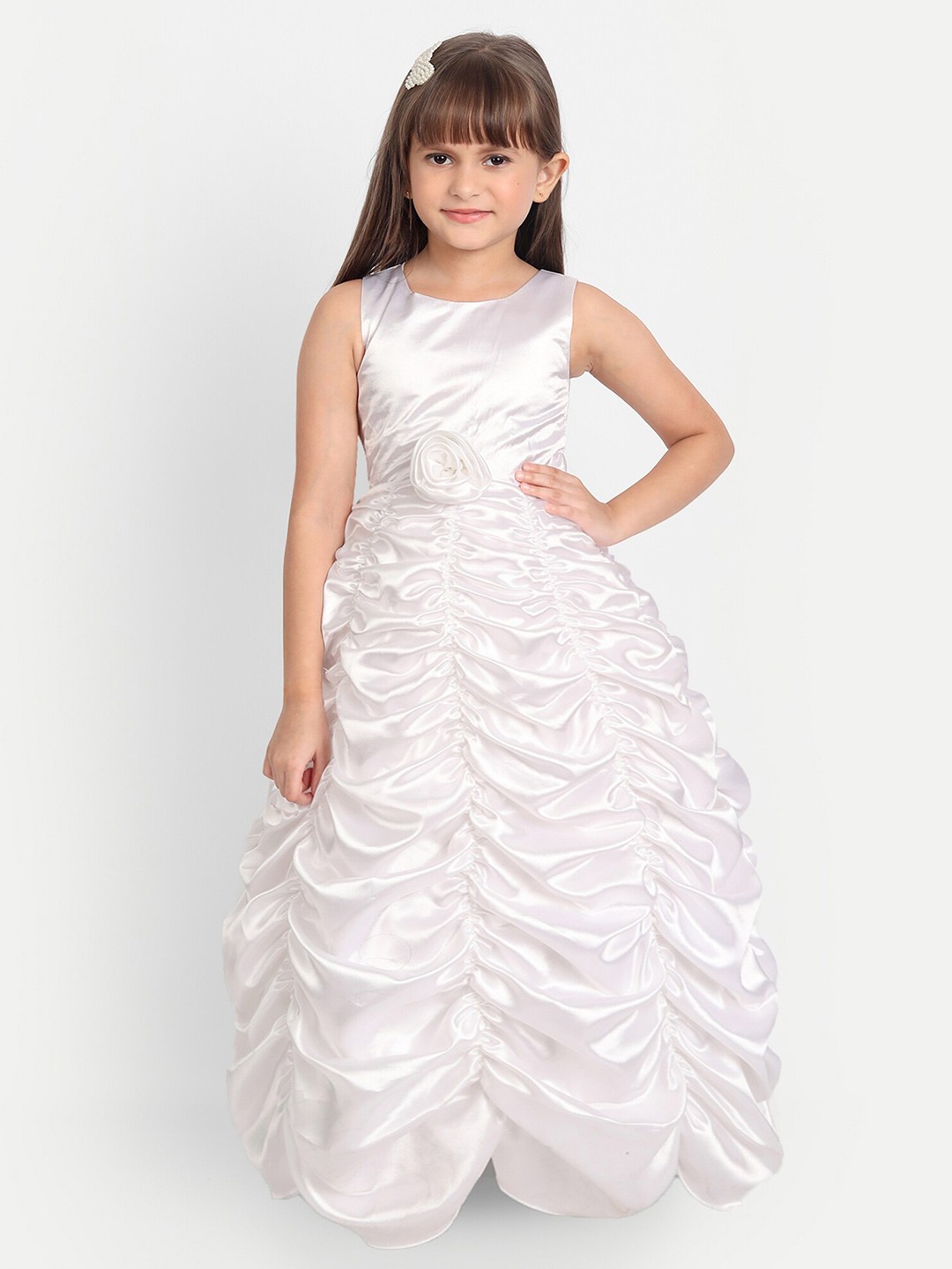 

SOFYANA Girls White Satin Maxi Maxi Dress