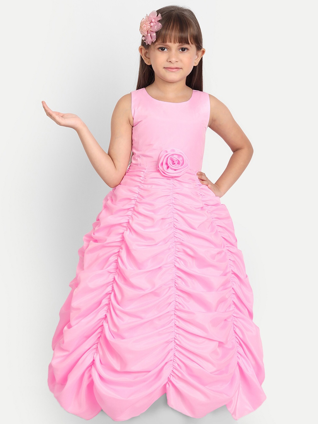 

SOFYANA Girls Pink Satin Maxi Dress