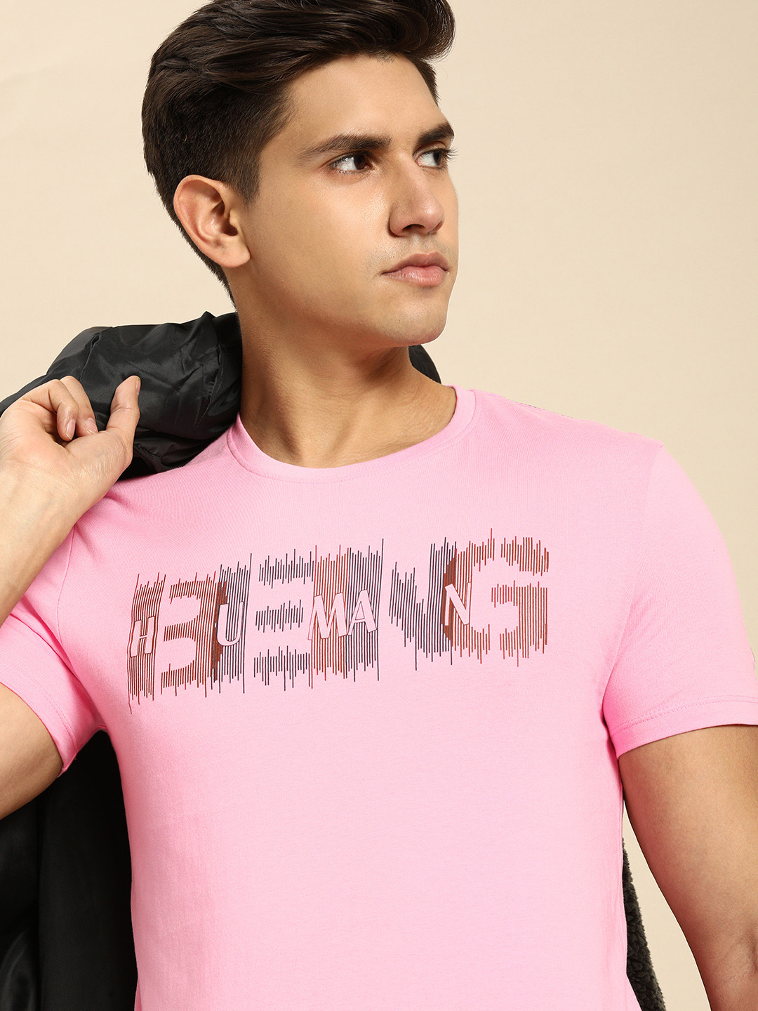 

Being Human Clothing Men Pure Cotton Typography Printed Round Neck T-shirt, Pink