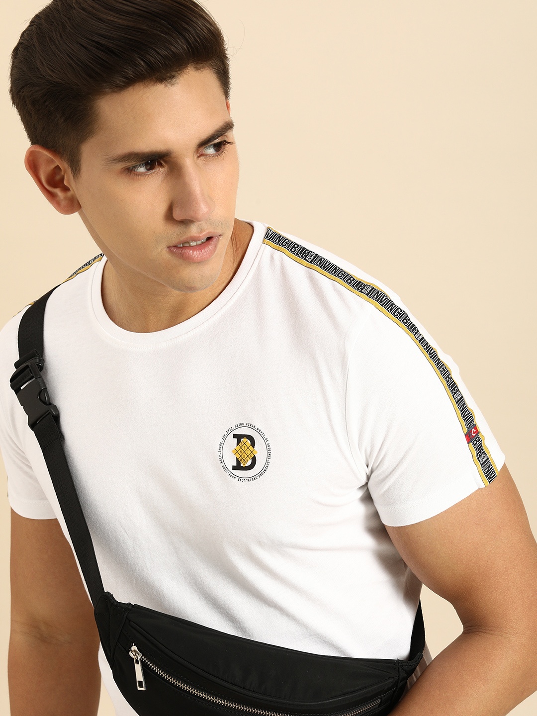 

Being Human Clothing Men Pure Cotton Round Neck Applique T-shirt, White