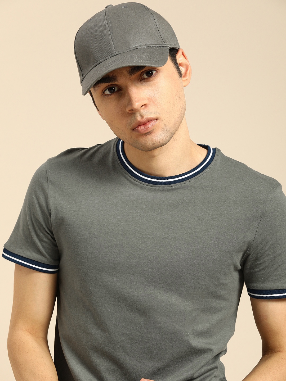 

Being Human Men Solid Pure Cotton T-shirt, Grey