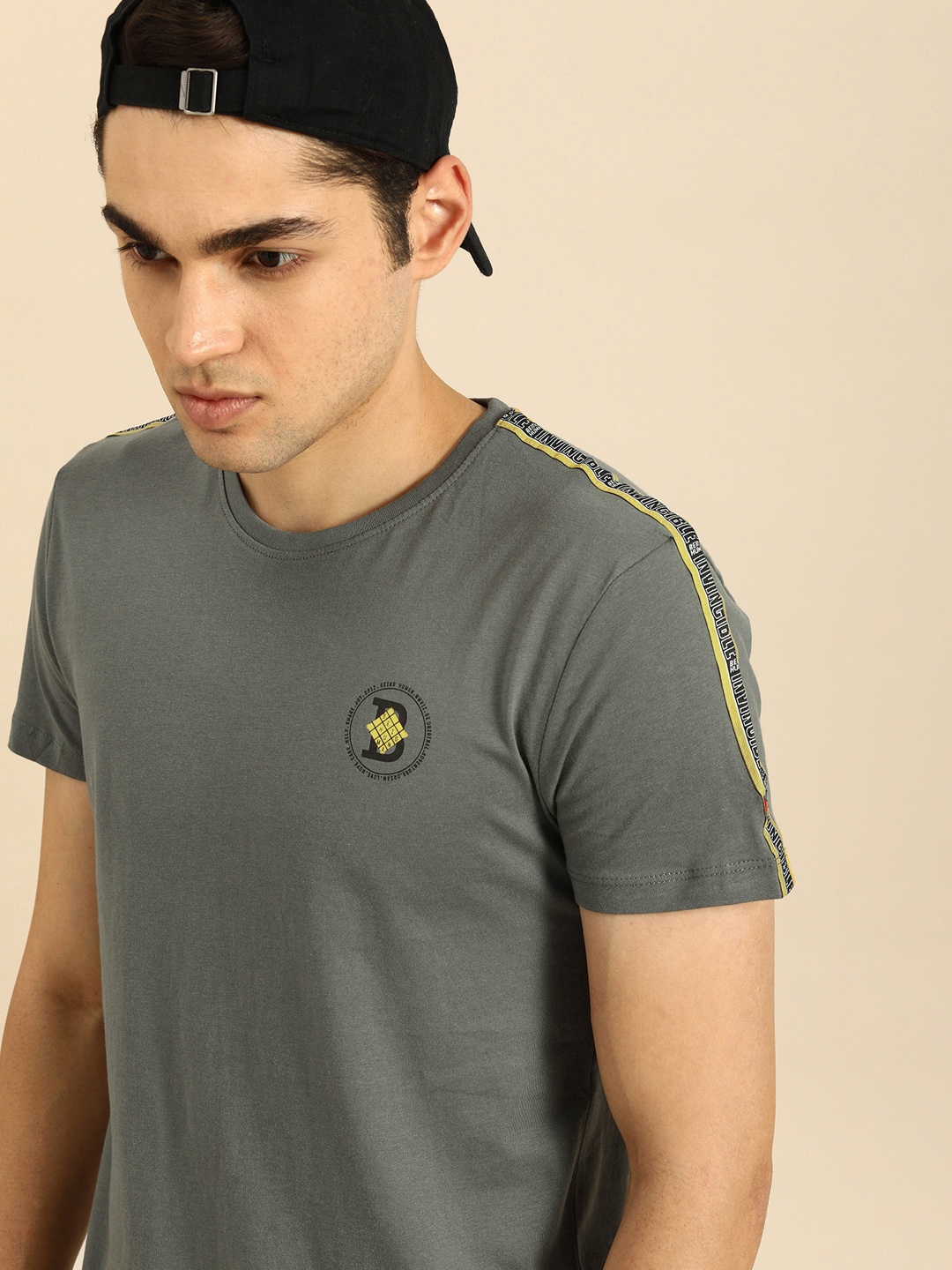 

Being Human Men Brand Logo Pure Cotton T-shirt, Grey