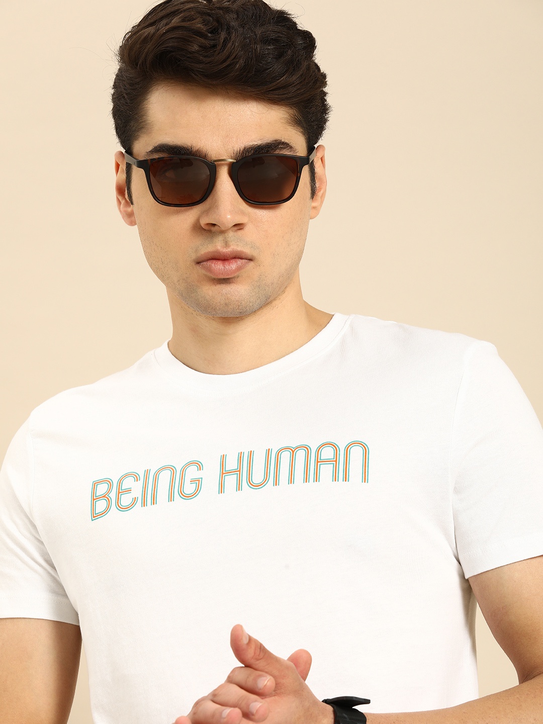 

Being Human Men Typography Printed Pure Cotton T-shirt, White