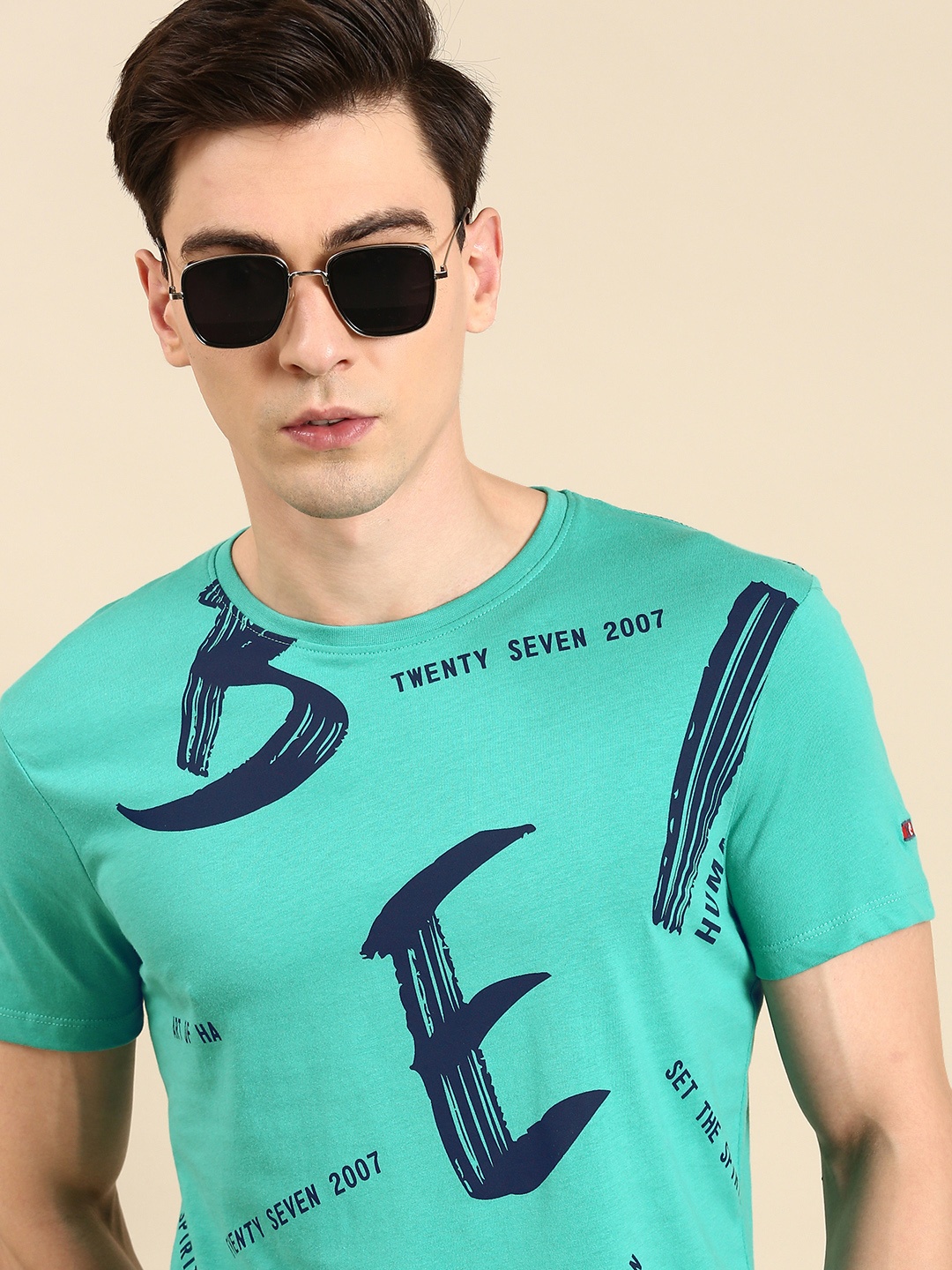 

Being Human Men Graphic Printed Pure Cotton T-shirt, Sea green