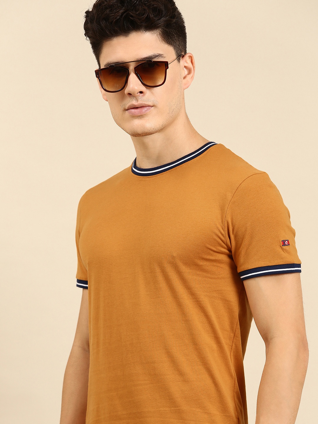 

Being Human Clothing Men Pure Cotton Solid Round Neck T-shirt, Mustard