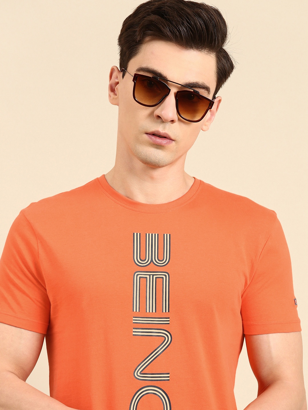 

Being Human Clothing Men Pure Cotton Typography Printed T-shirt, Orange