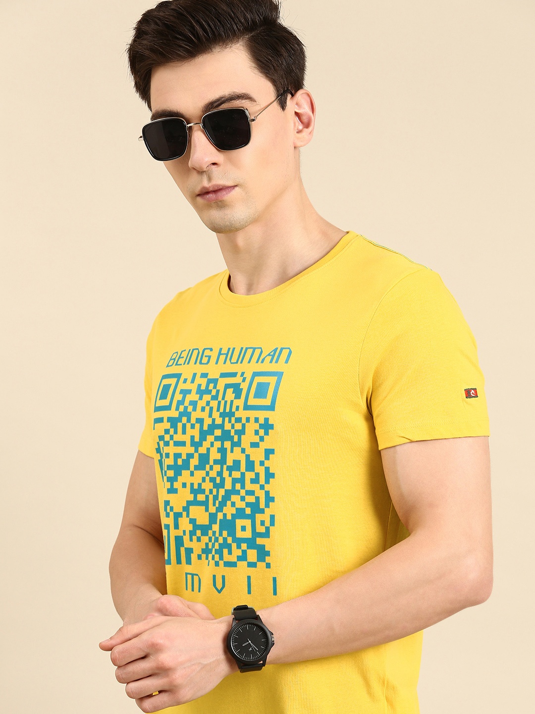 

Being Human Clothing Men Pure Cotton Printed T-shirt, Yellow