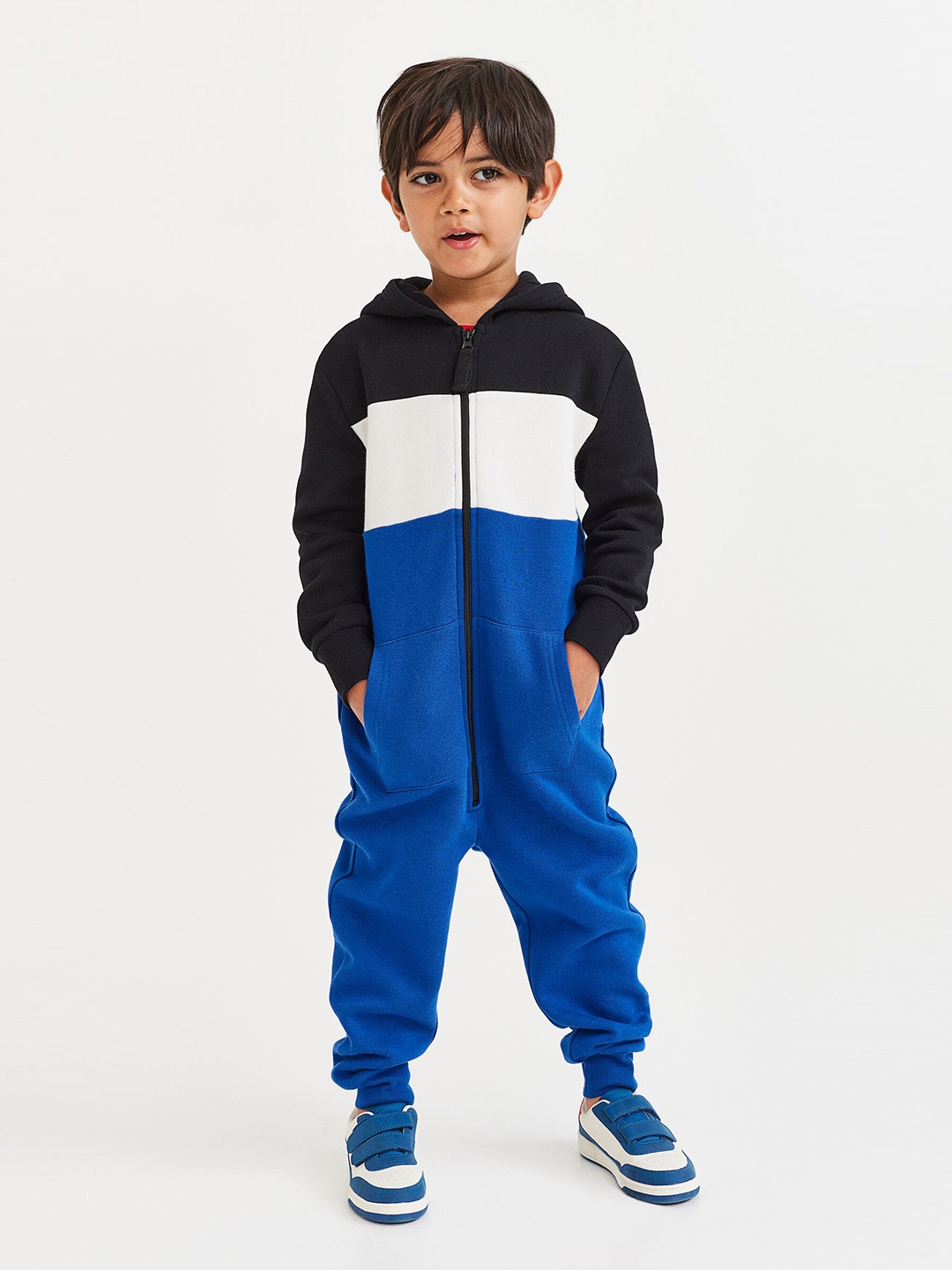 

H&M Boys Blue & White Hooded Sweatshirt All-In-One Suit