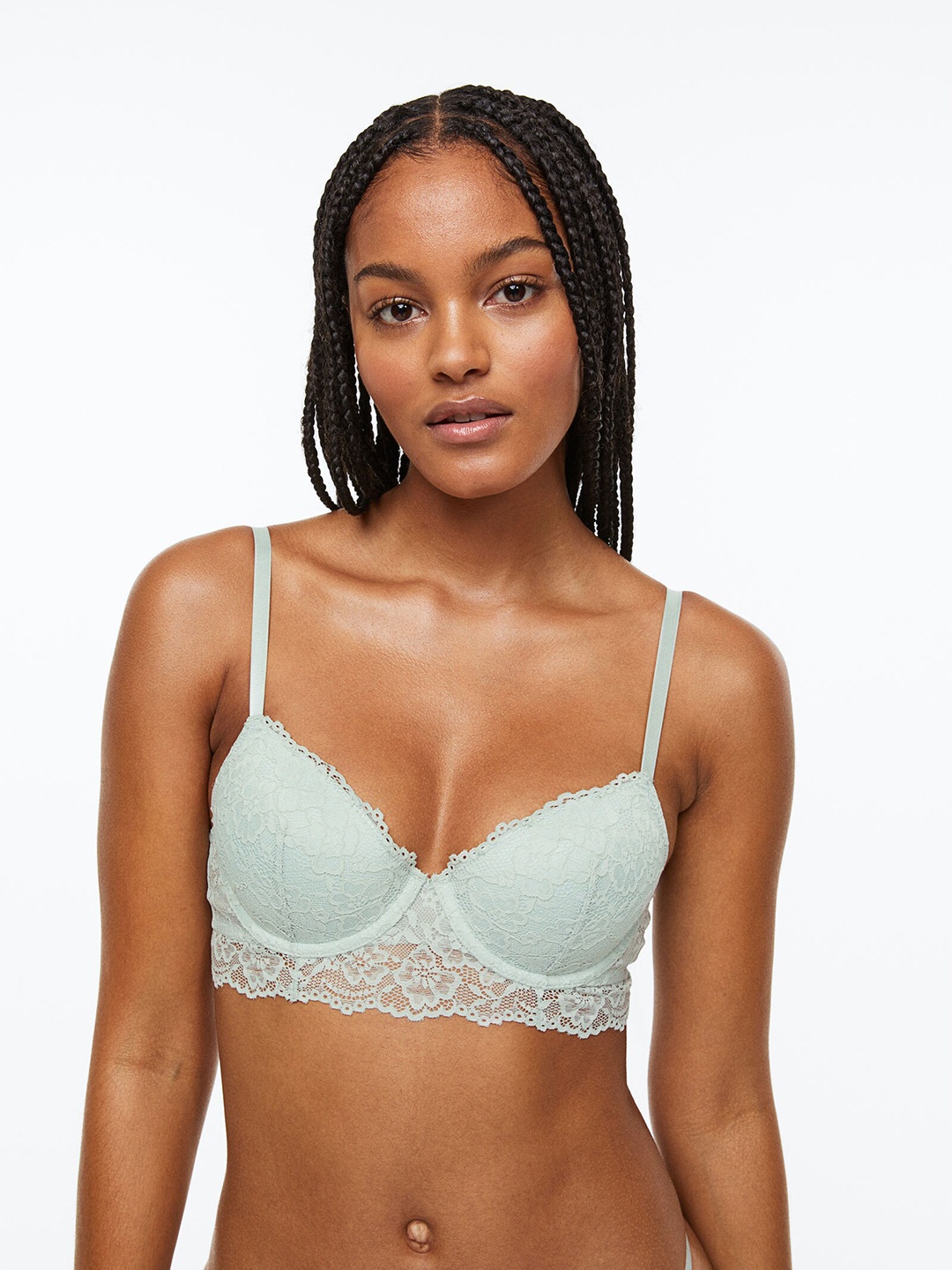 

H&M Women Green Padded Underwired Lace Bra