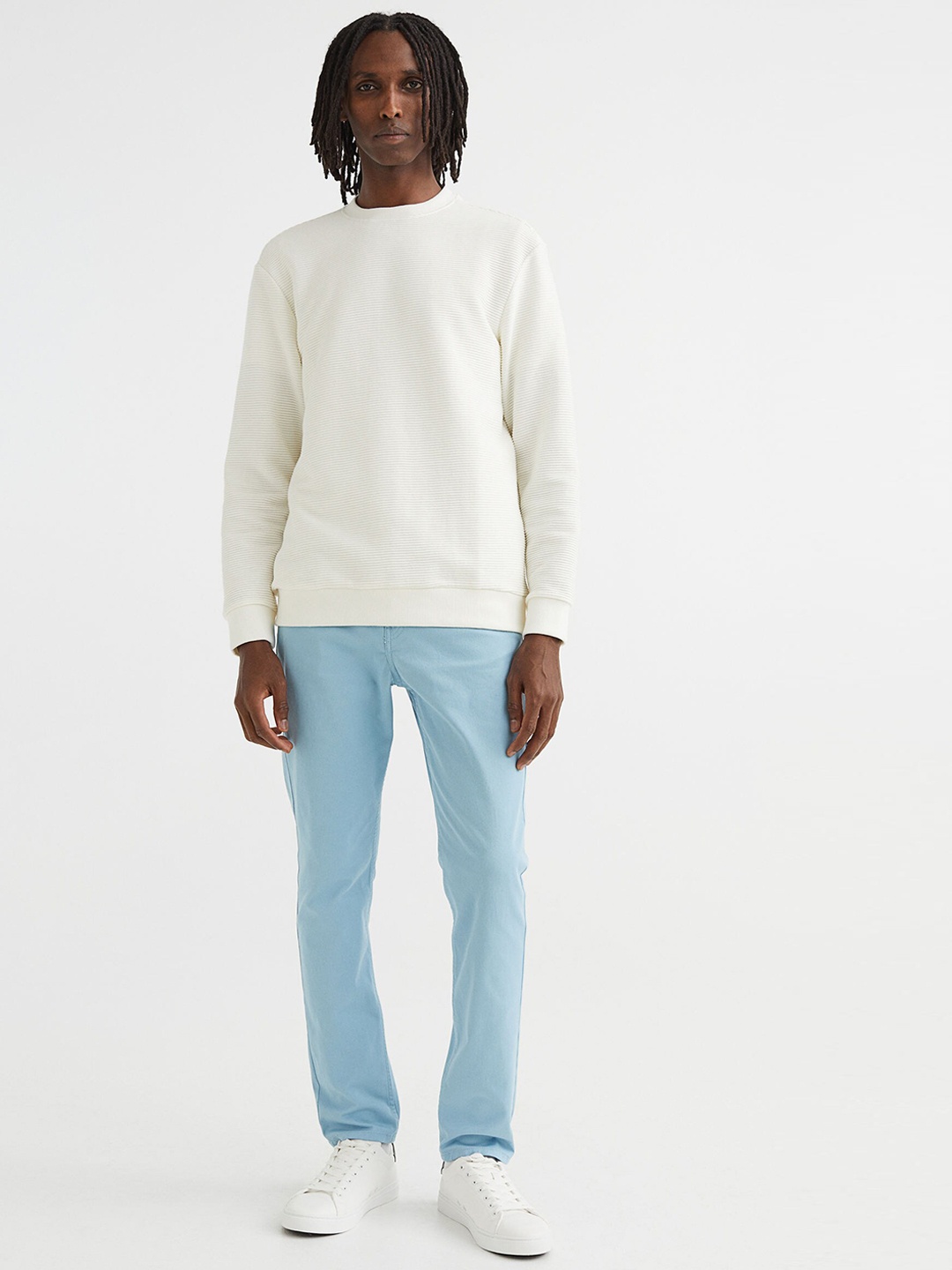 

H&M Men Slim Fit Cotton twill trousers, Blue