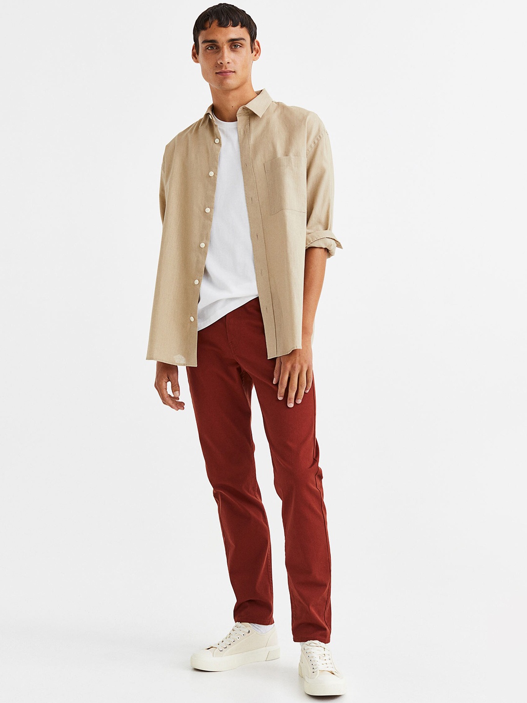 

H&M Men Brown Slim Fit Cotton Twill Trousers