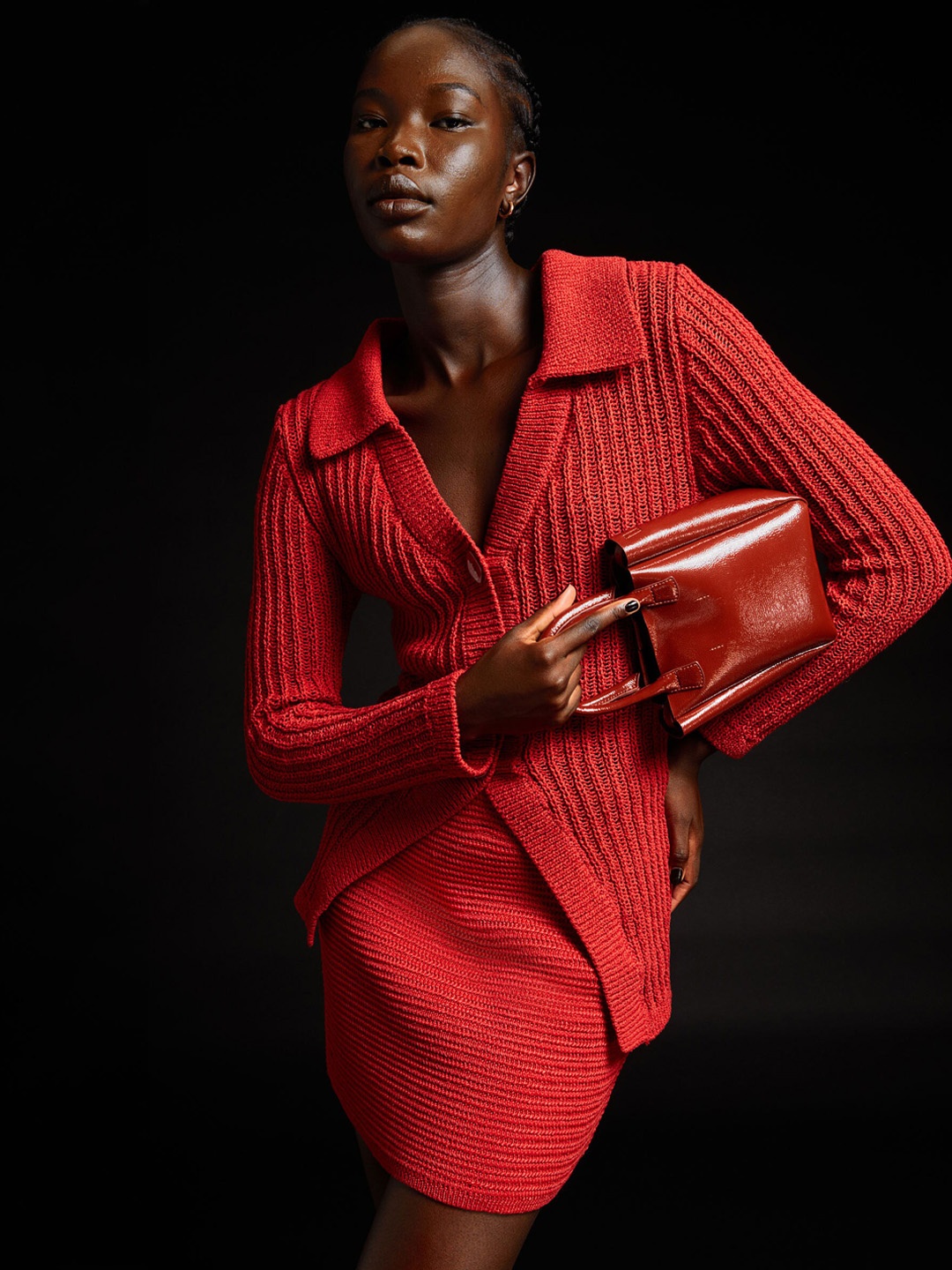 

H&M Women Red Knitted Skirt