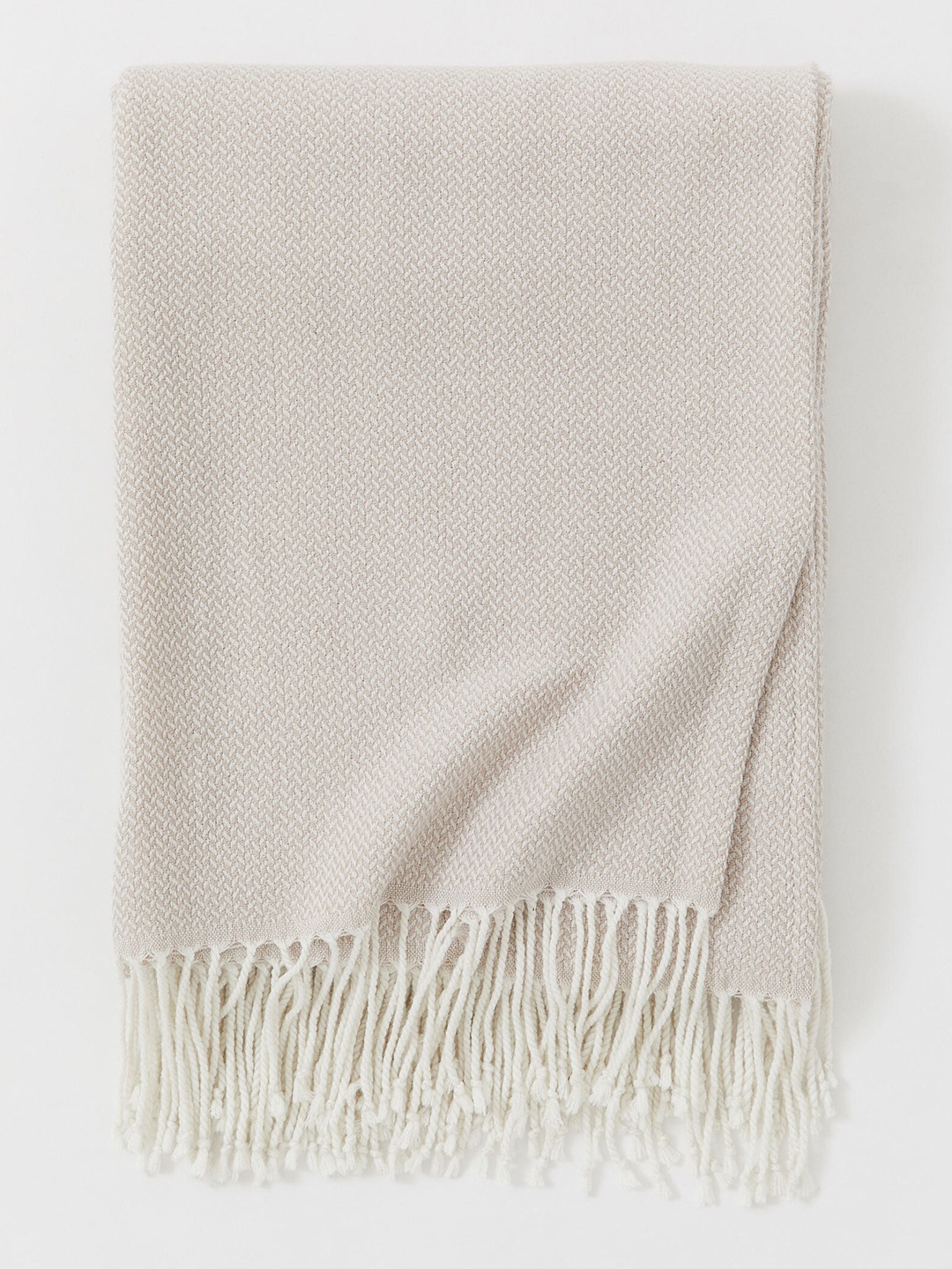 

H&M Unisex Beige Jacquard-Weave Acrylic Blanket