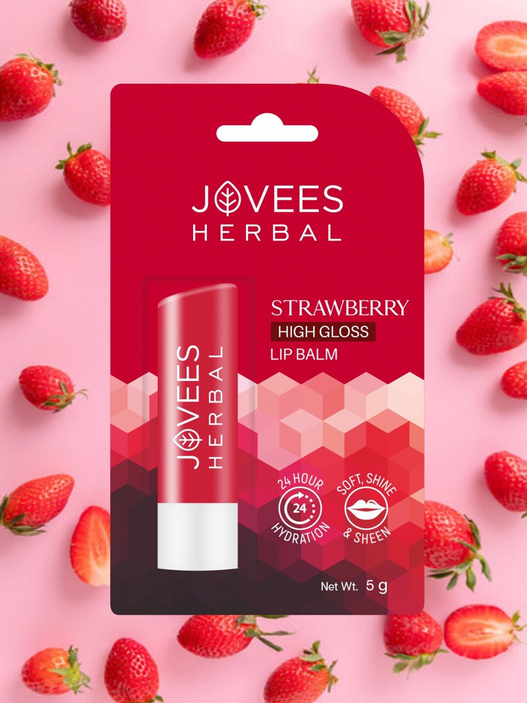 

Jovees Strawberry High Gloss Lip Balm-5 g, Off white