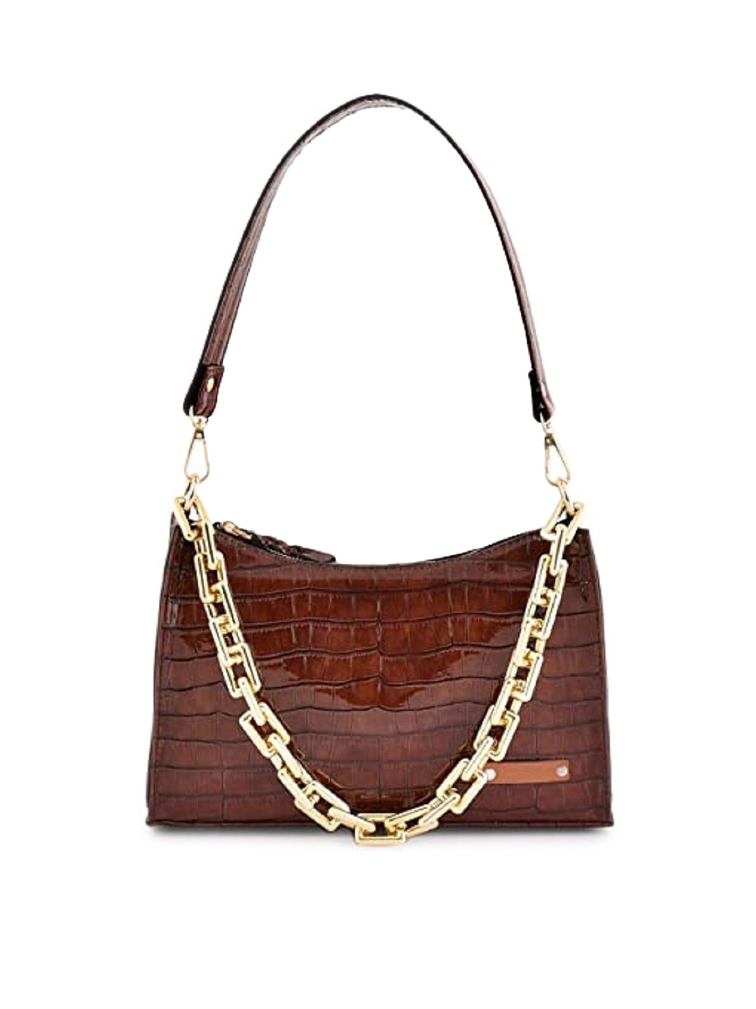 

Lychee bags Brown Textured PU Structured Shoulder Bag
