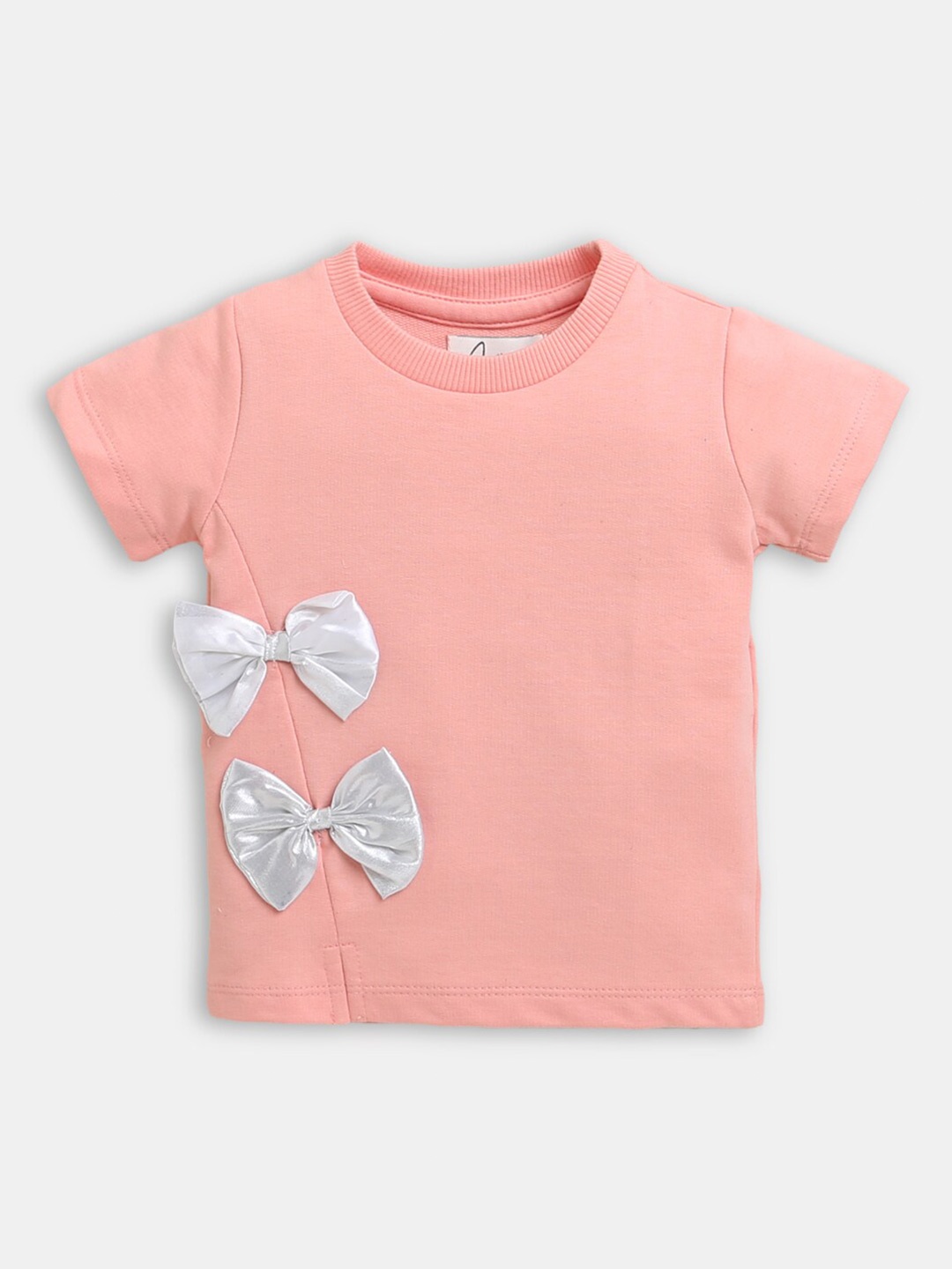 

Hopscotch Girls Pink Solid Round Neck Cotton T-shirt