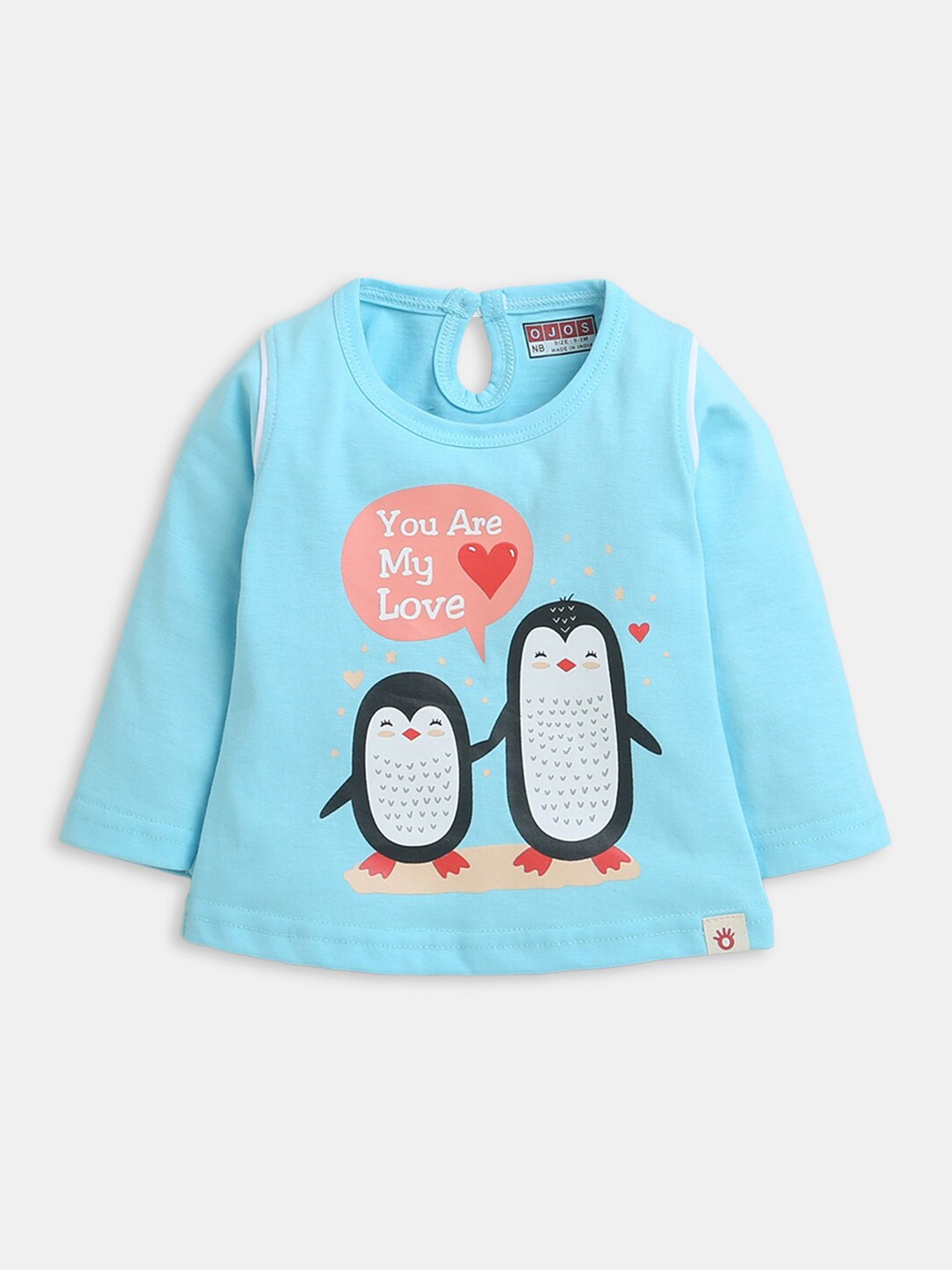 

Hopscotch Girls Blue Humor and Comic Printed Round Neck Cotton T-shirt