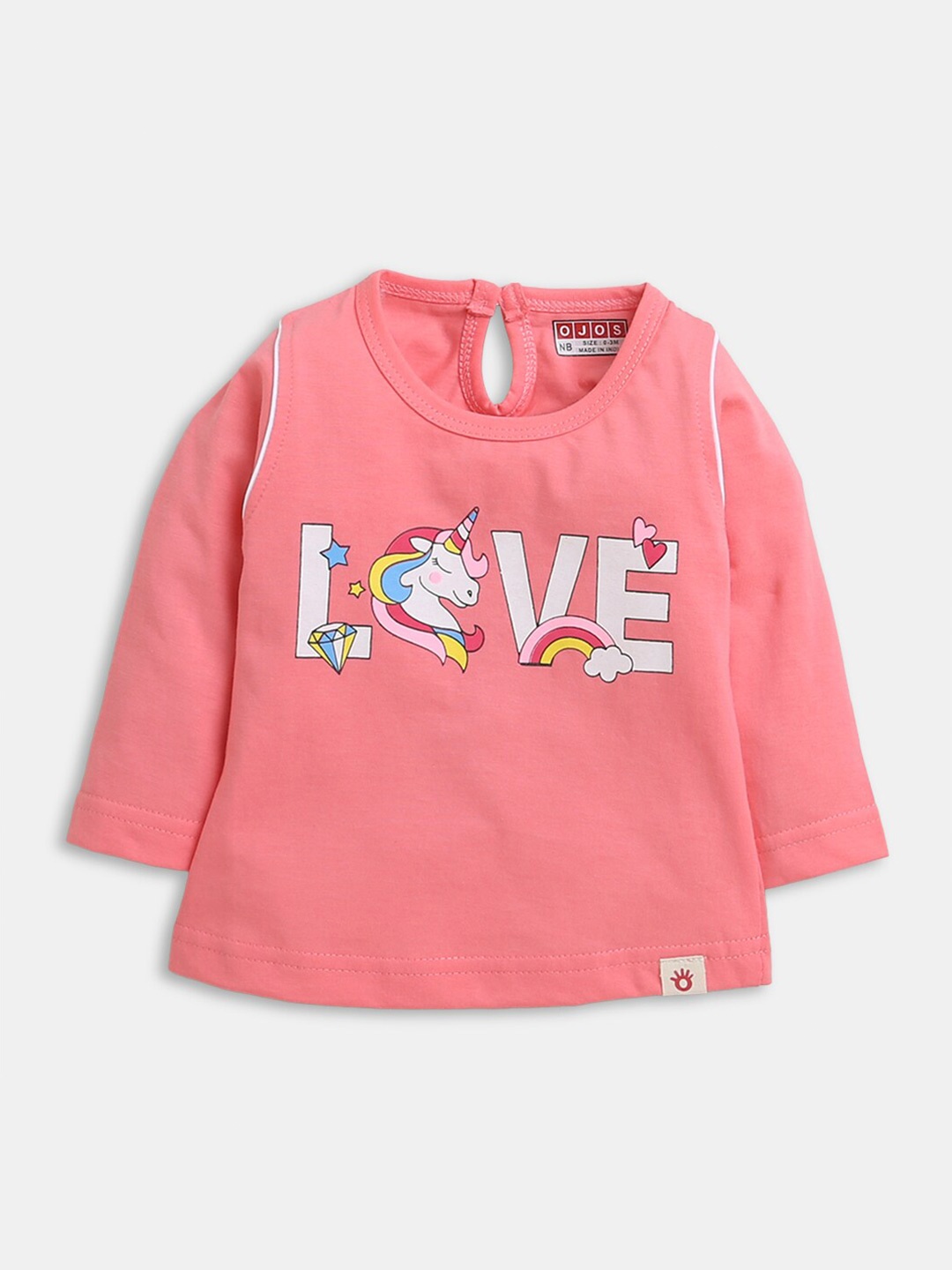 

Hopscotch Girls Pink Typography Printed T-shirt