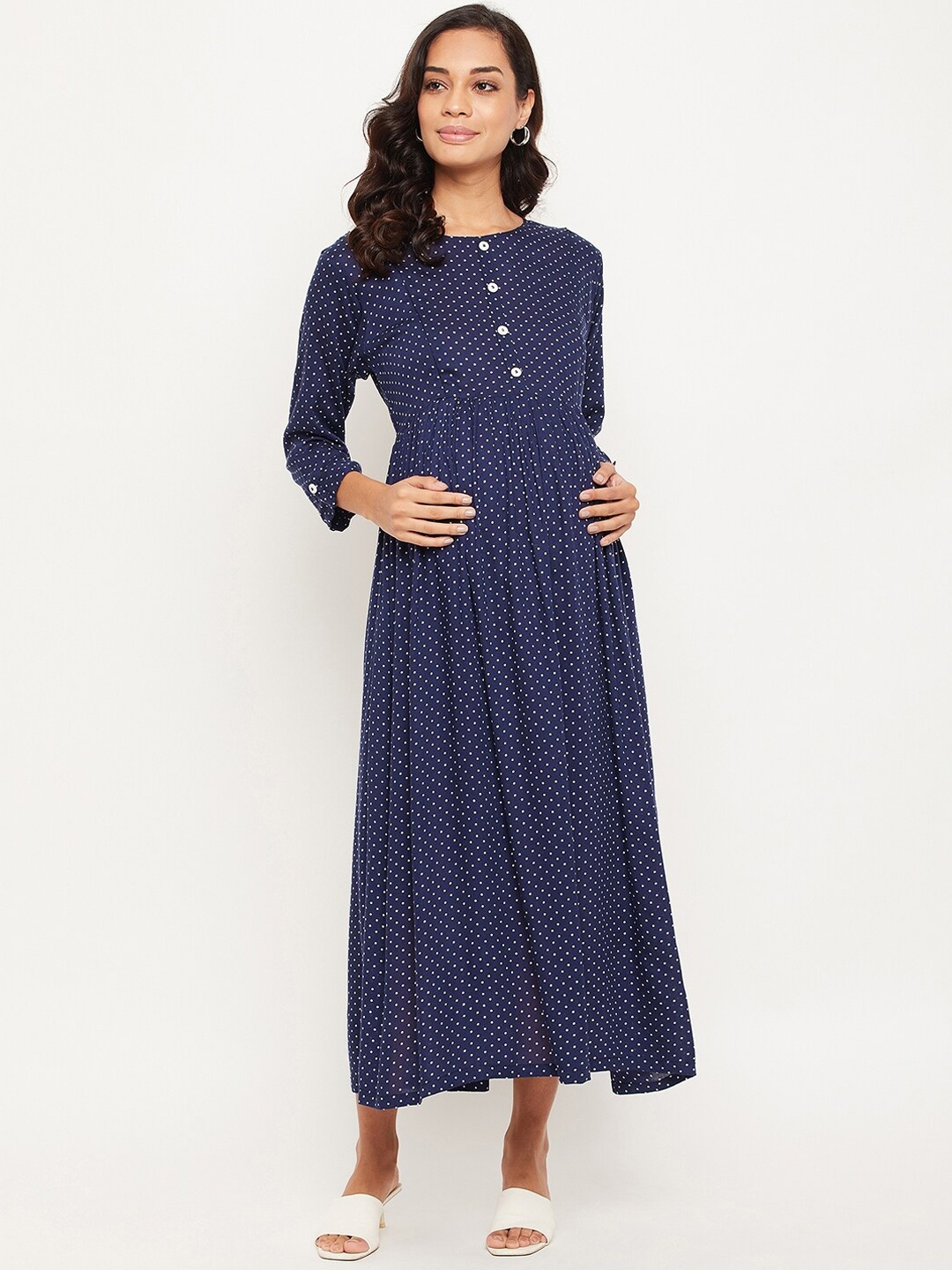 

NABIA Maternity Navy Blue Maxi Dress