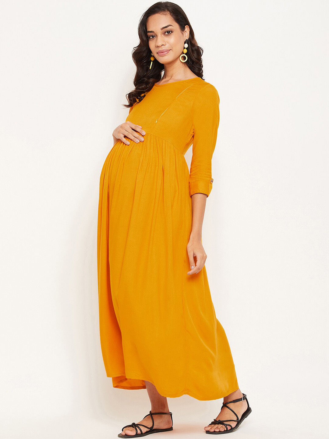

NABIA Maternity Women Yellow Maxi Dress