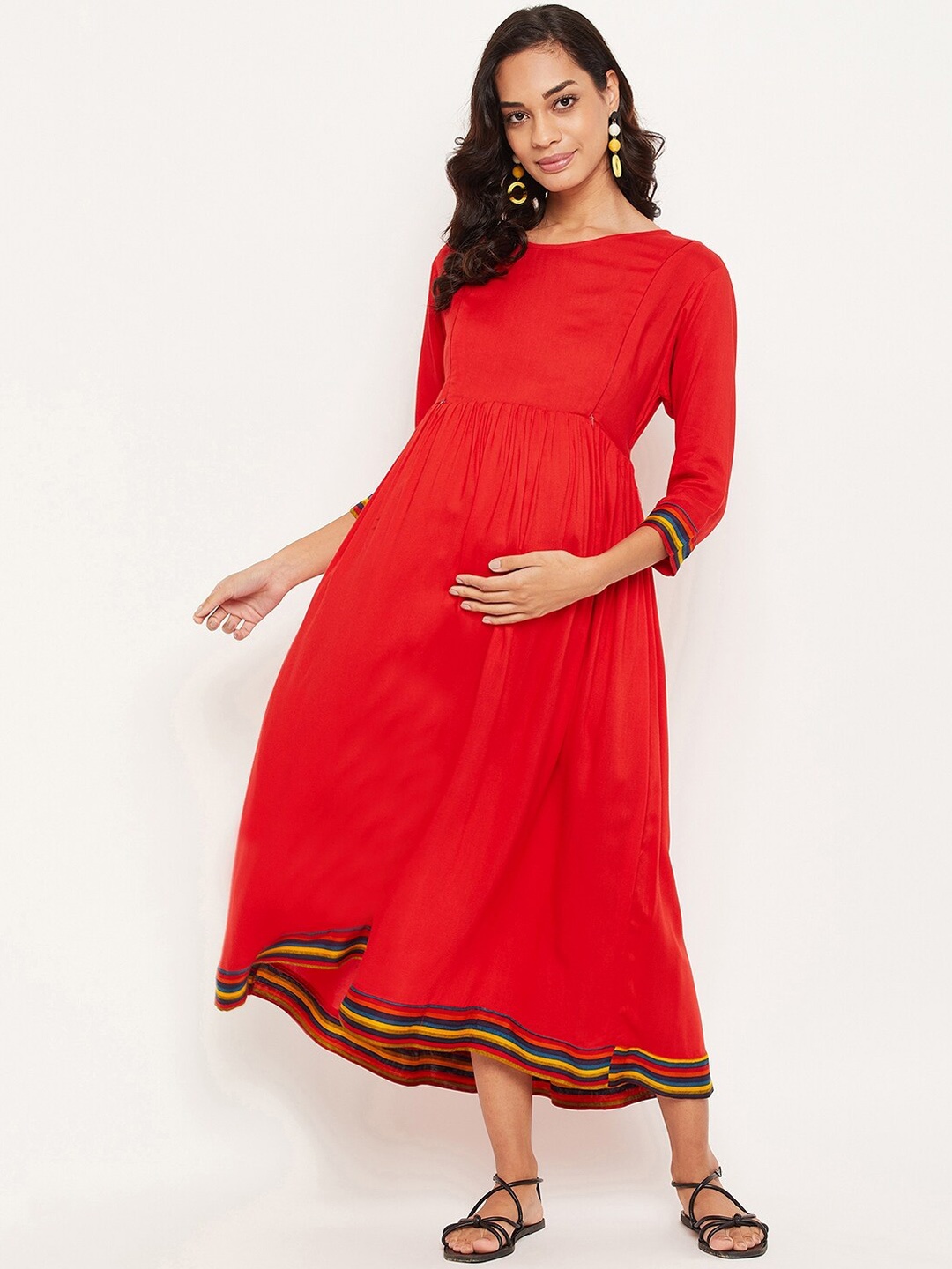 

NABIA Maternity Women Red Maxi Dress