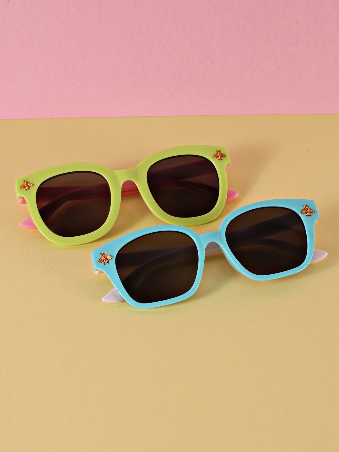 

DukieKooky Kids Pack of 2 Black Lens & Green Square Sunglasses - DKSG359H