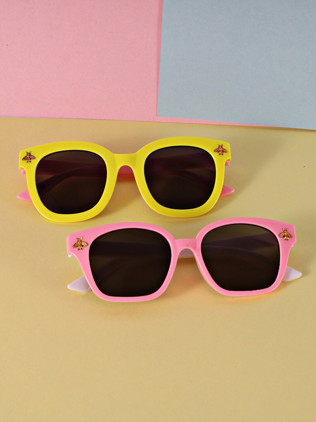 

DukieKooky Kids Pack of 2 Black Lens & Yellow Square Sunglasses - DKSG359G