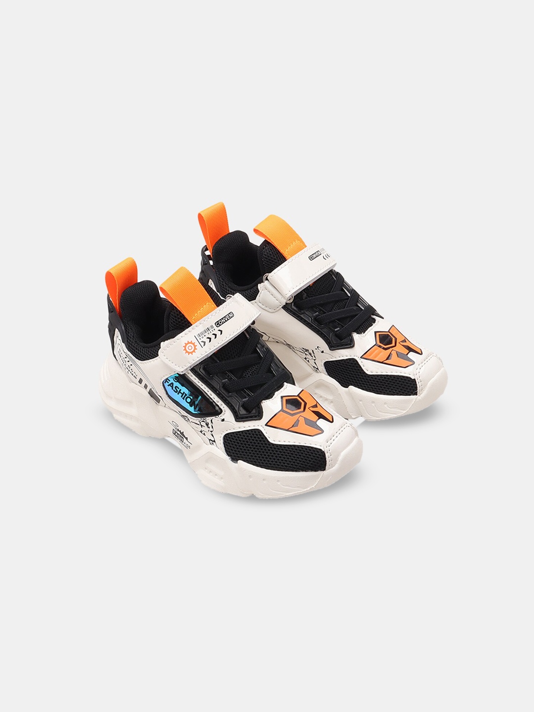 

Hopscotch Boys White Velcro Colourblocked Sneakers