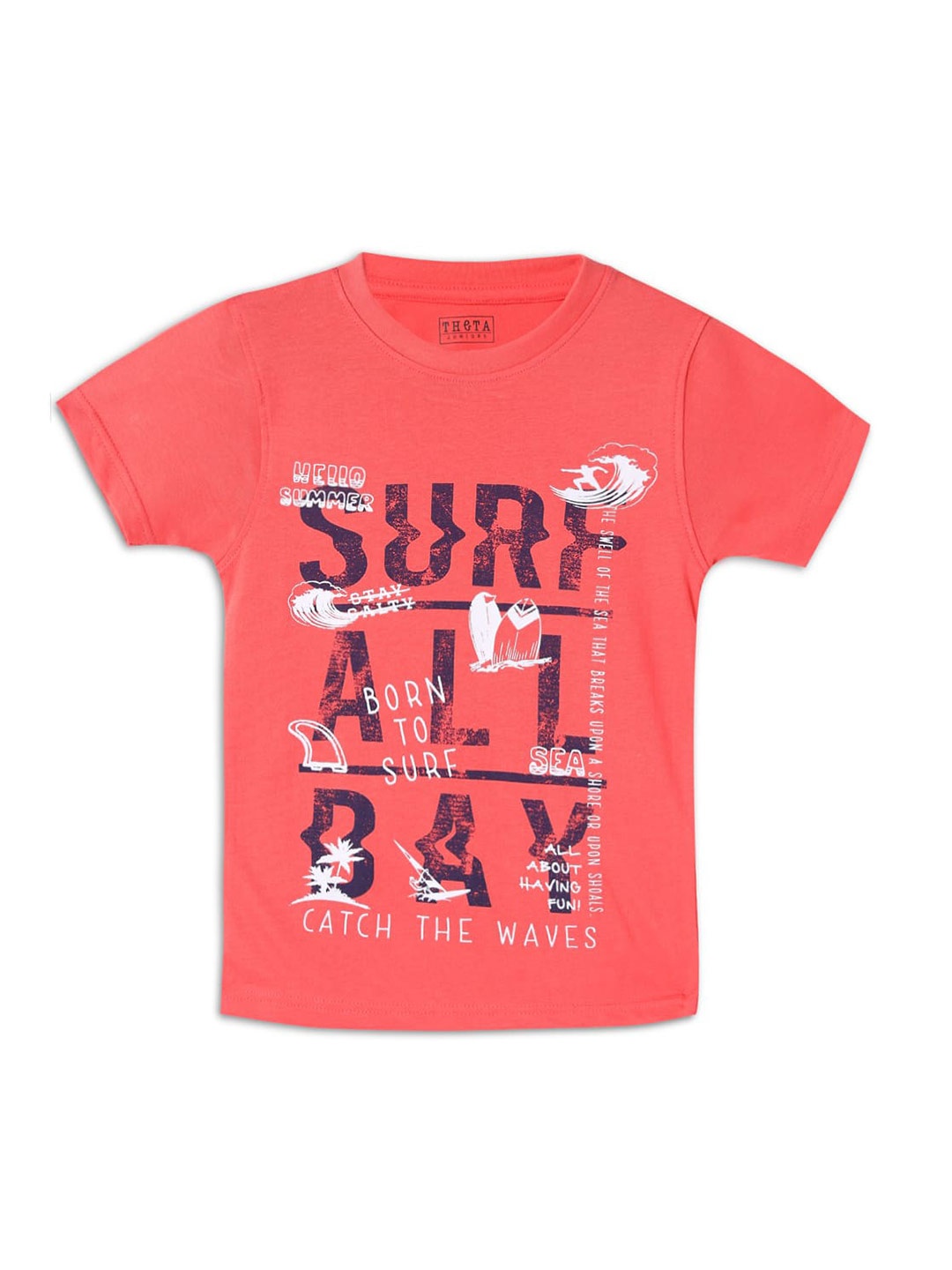 

THETA Boys Orange Typography Printed Cotton T-shirt