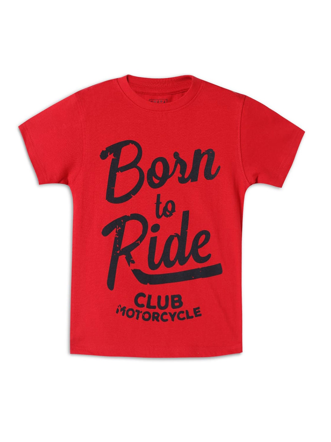 

THETA Boys Red Typography Printed Cotton T-shirt