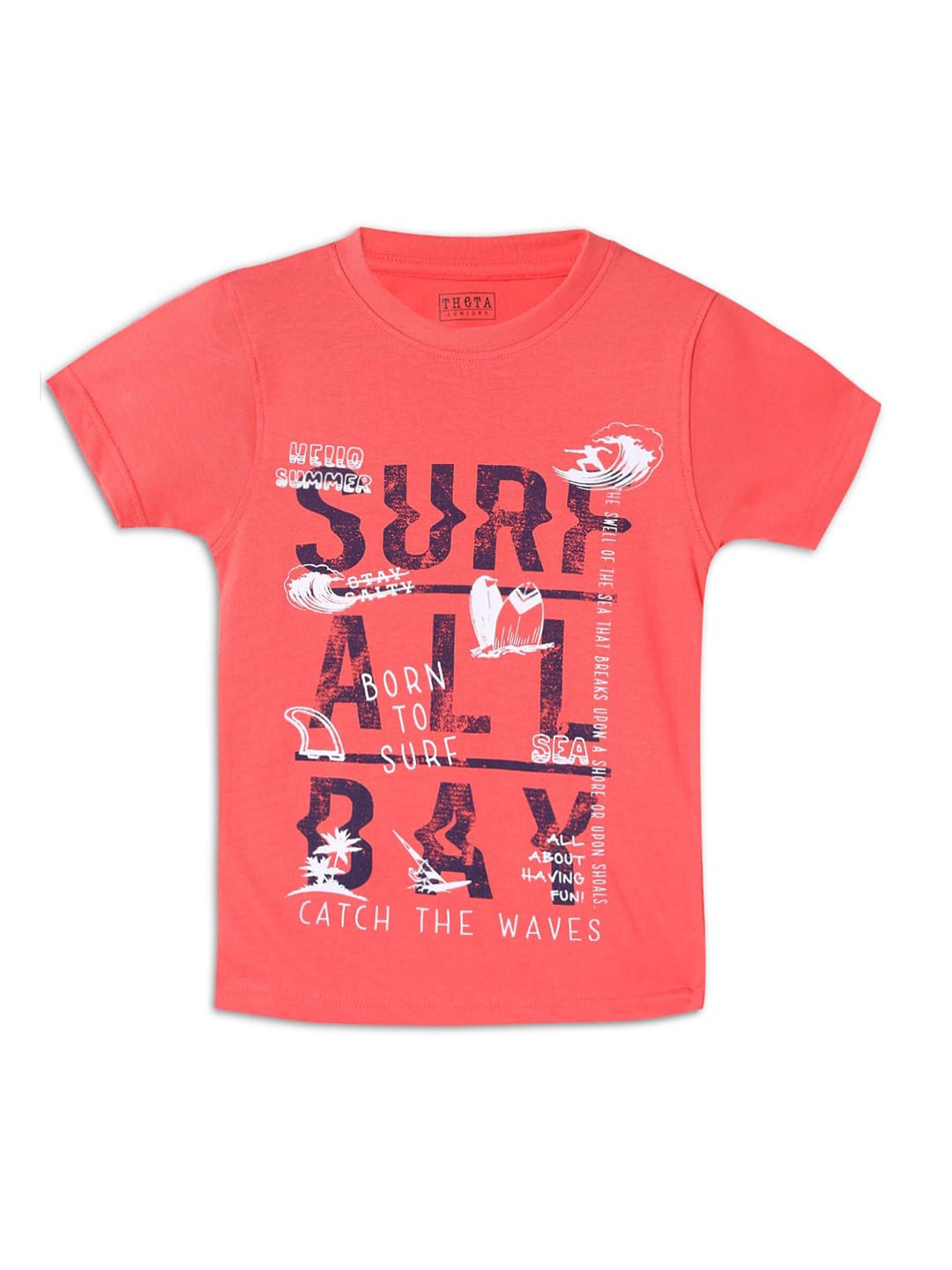 

THETA Boys Orange Typography Printed T-shirt