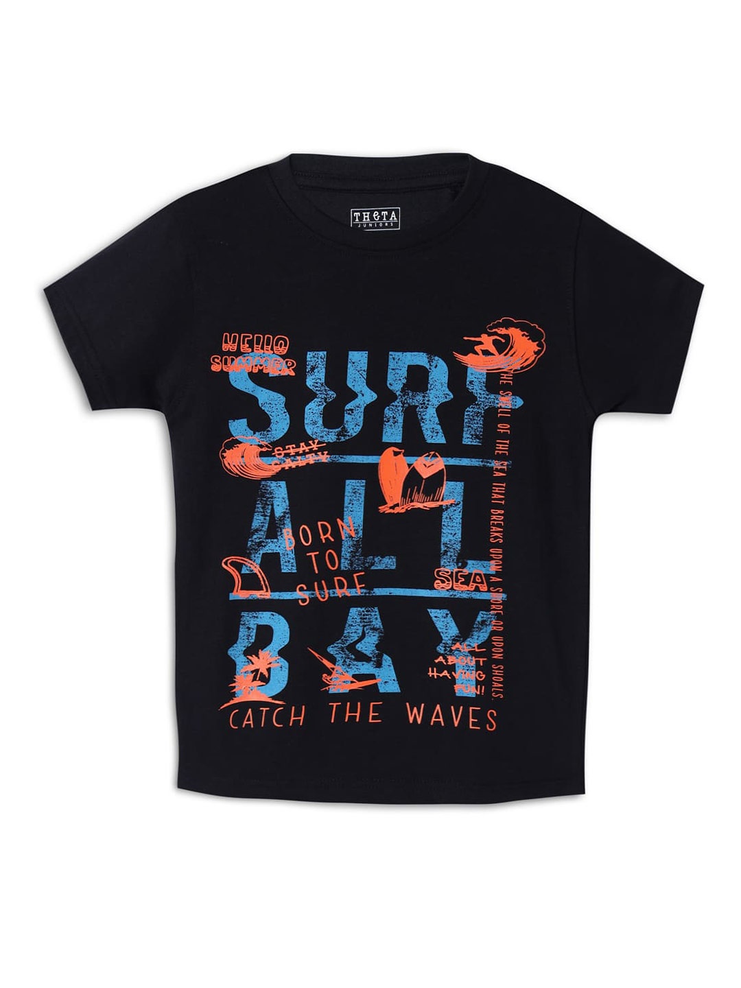

THETA Boys Black Typography Printed T-shirt
