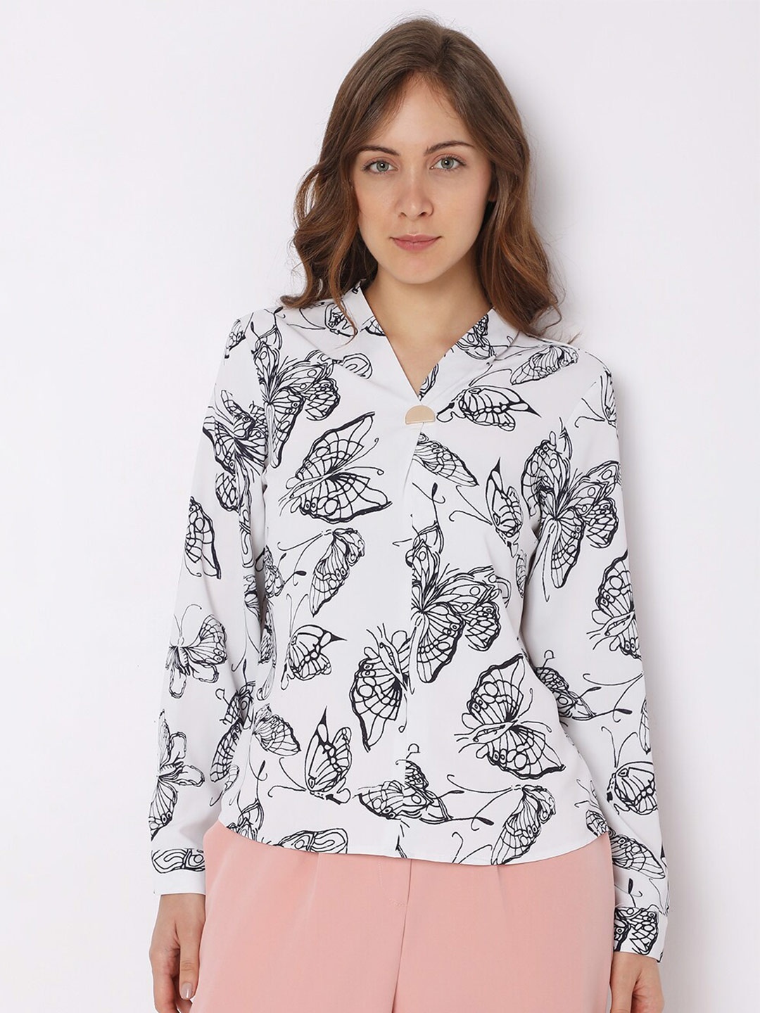 

Vero Moda Women White & Black Print Top